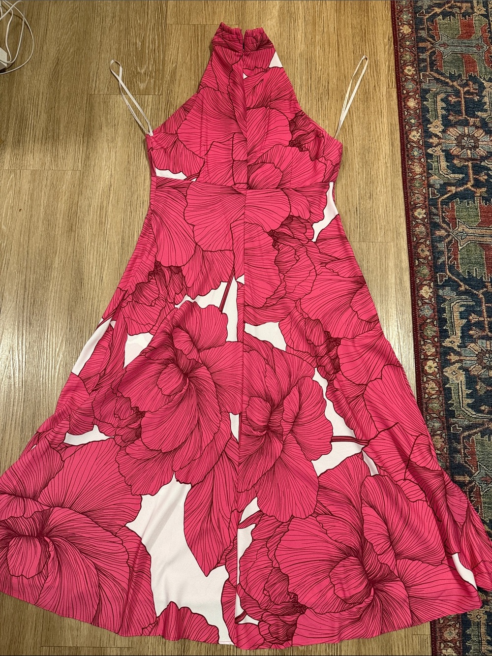 Donna Karan Fuchsia and White Floral Maxi Dress 12 - Picture 5 of 5